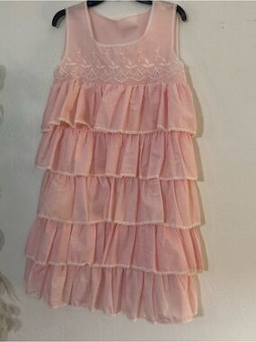 Babydoll cotton ruffled sissy cotton pink nightgown mini sleep dress